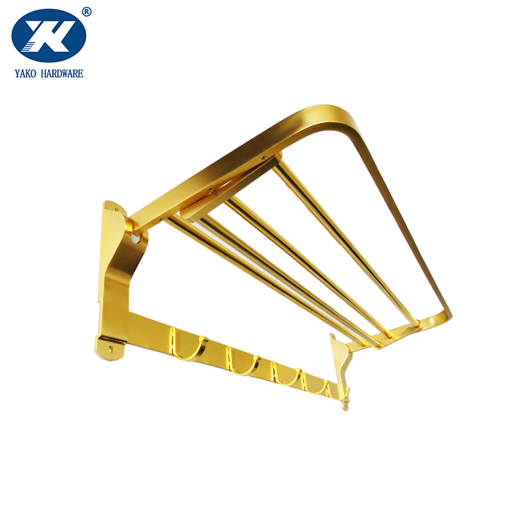 Golden plated aluminum bathroom towel rack