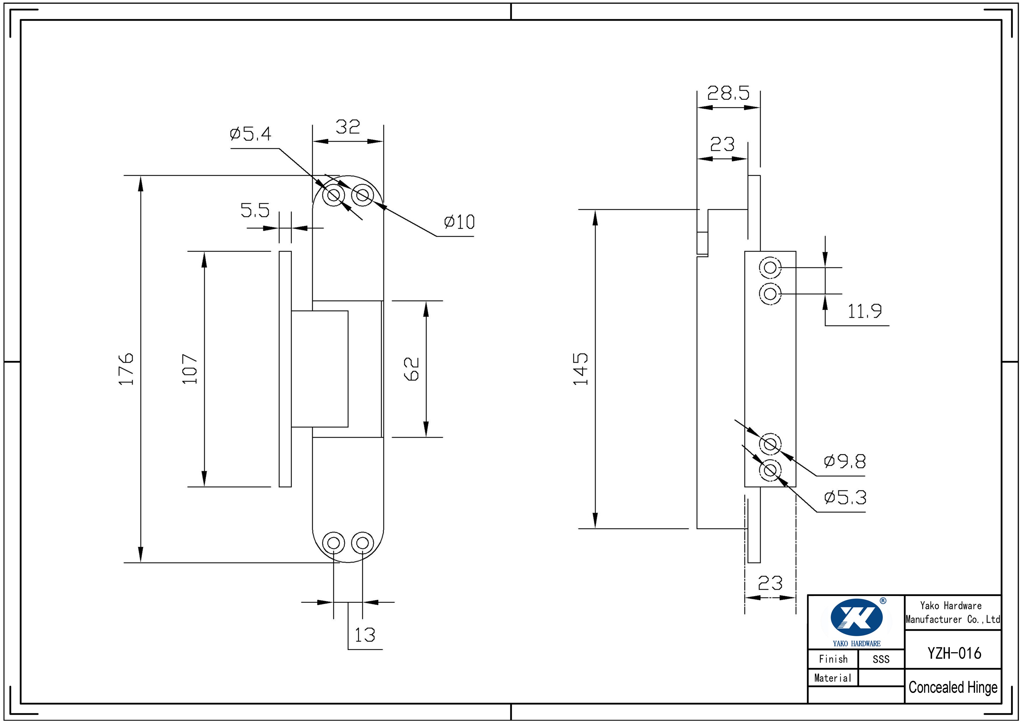 Concealed Door Hinge